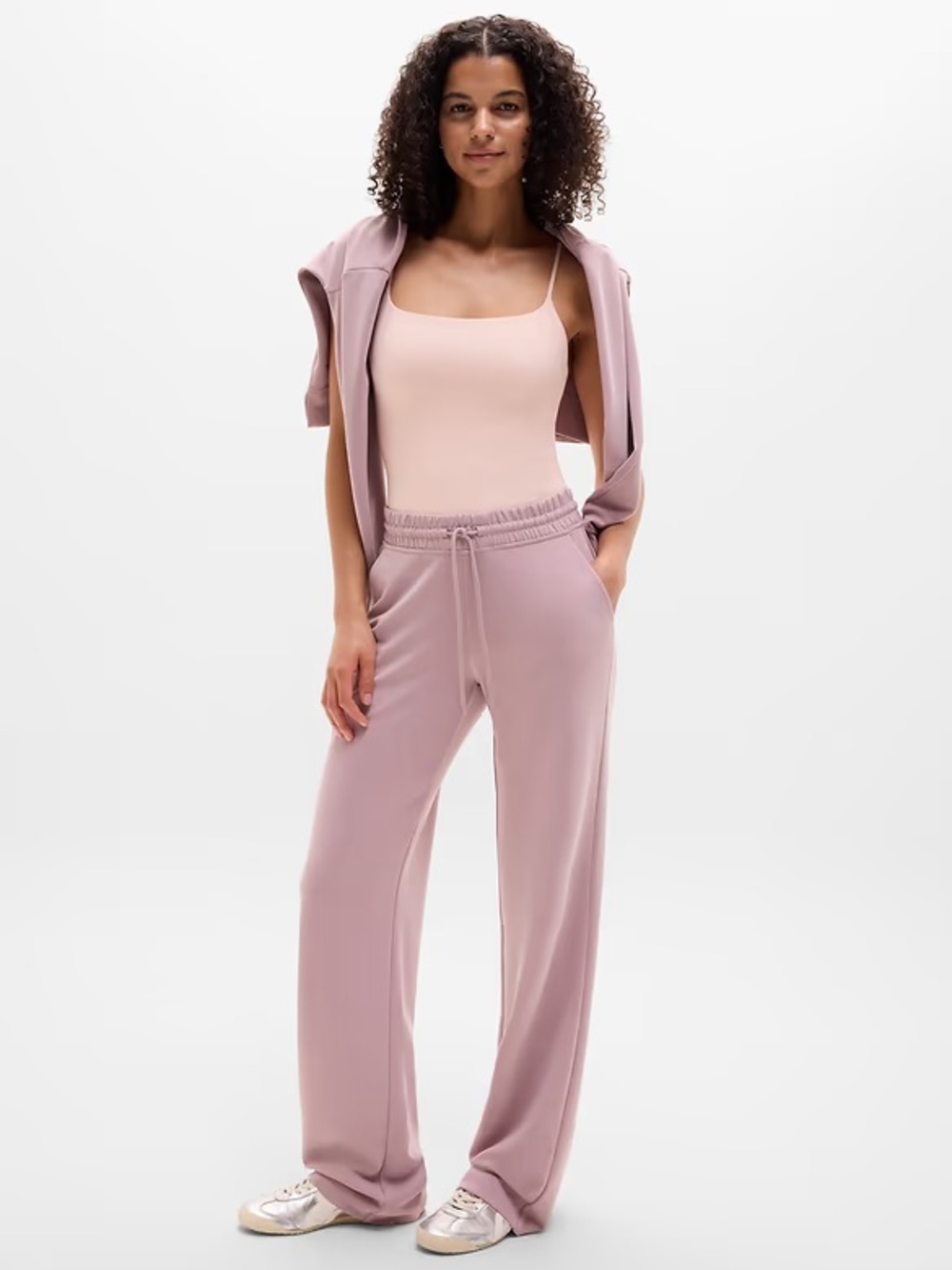 Athleta Seasoft Mid Rise Straight Leg Pants In Blush